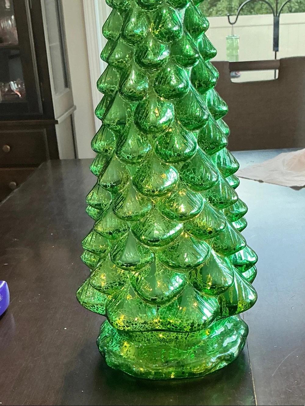 20” Green Glass Holiday Tree Décor - Festive Table Accent by Valerie Parr Hill